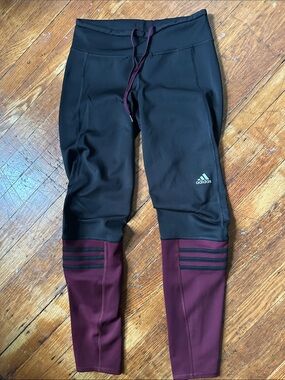 adidas Black & Burgundy Athletic Leggings